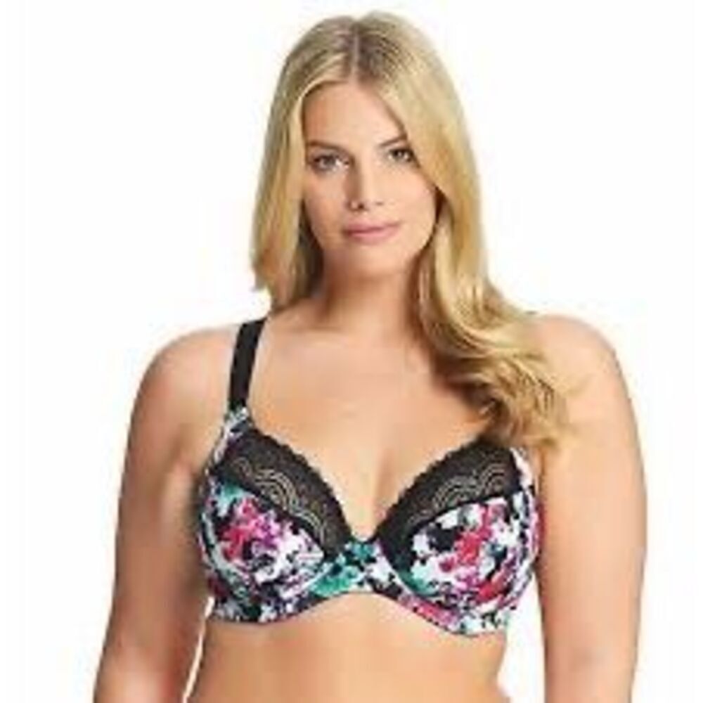 Elomi Multicolor Stretch Floral Lace Jenna Underwire Plunge Bra Size 40G